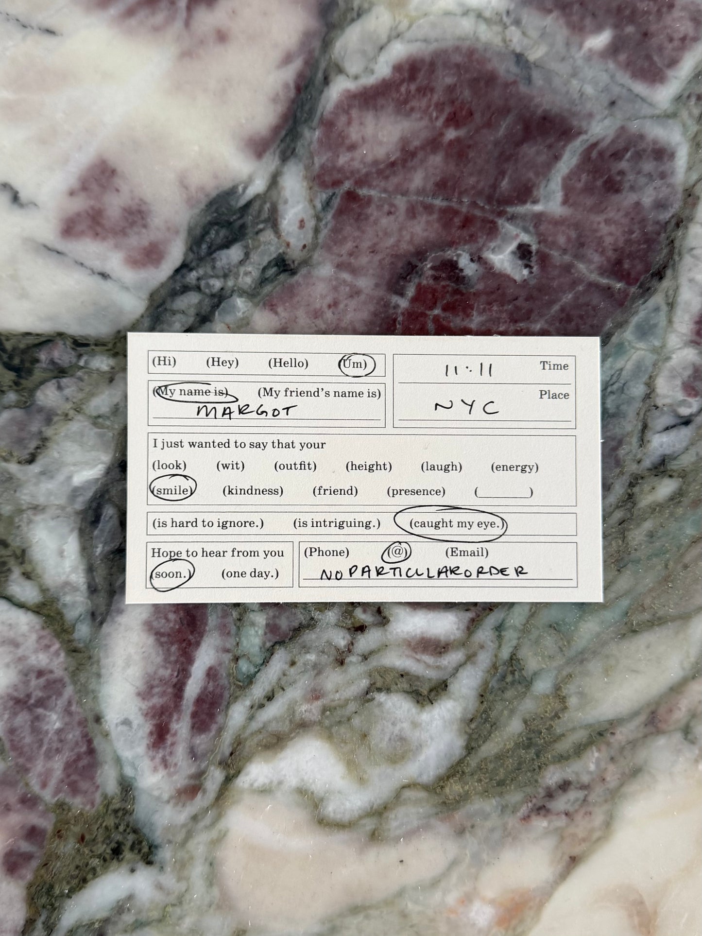 Acquaintance Cards